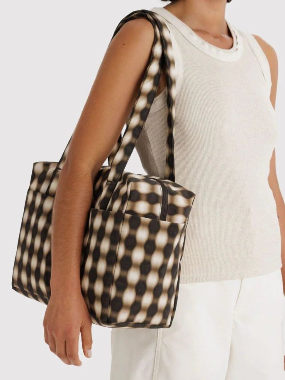 NWT Baggu Everyday Cloud Bag - Blurred Gingham Brown - Picture 2 of 8